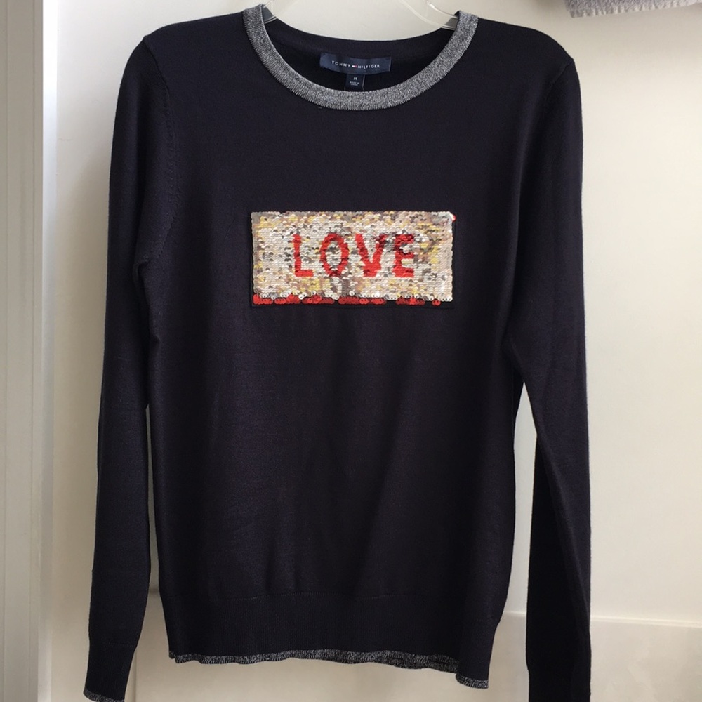 Black Tommy Hilfiger Sequin Shirt/Sweater
